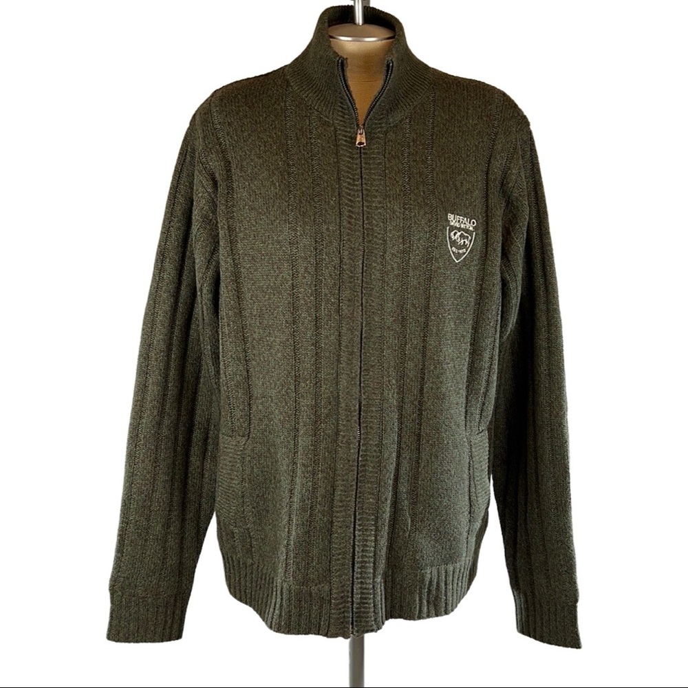 Buffalo David Britton, Heavy Sweater with Teddy bear soft lining, olive green